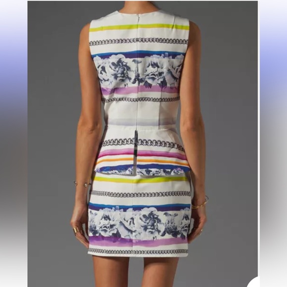 Camilla and Marc Juniper Printed Silk Cotton White Striped Floral Zipper Dress 6 - Picture 2 of 16